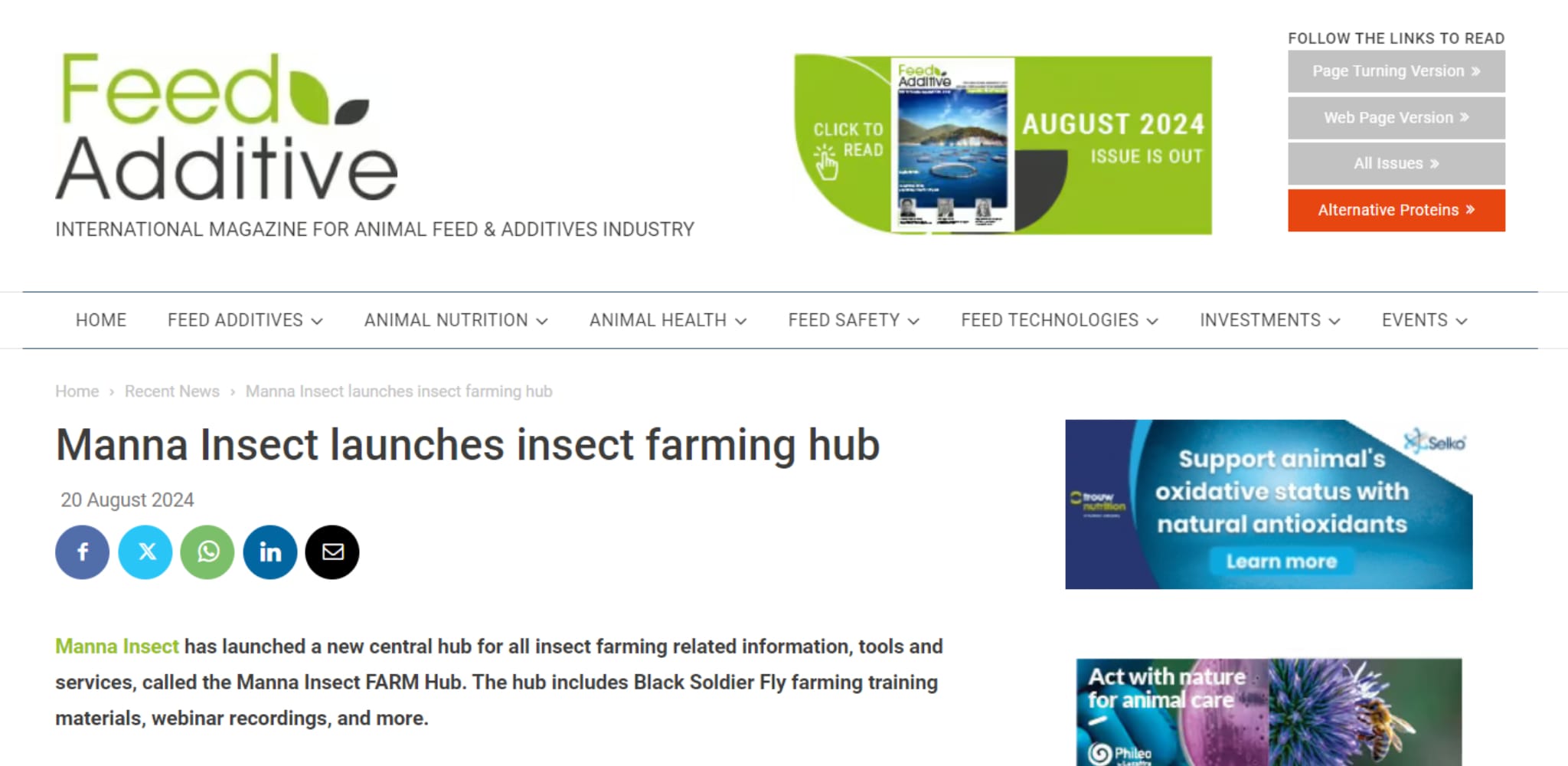 Manna Insect FARM hub in Feed and Additive